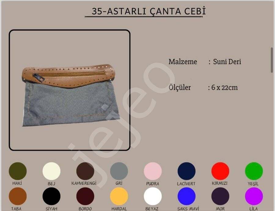 Astarlı çanta cebi tek 6x22 - 2